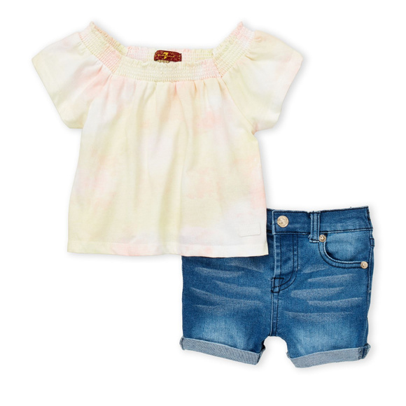 7 FOR ALL MANKIND Baby Girl Top/Shorts Set - Picture 1 of 4